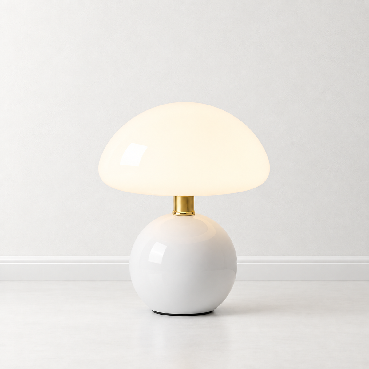 Luminária de Mesa Cogumelo em Cerâmica e Vidro - Equora Design