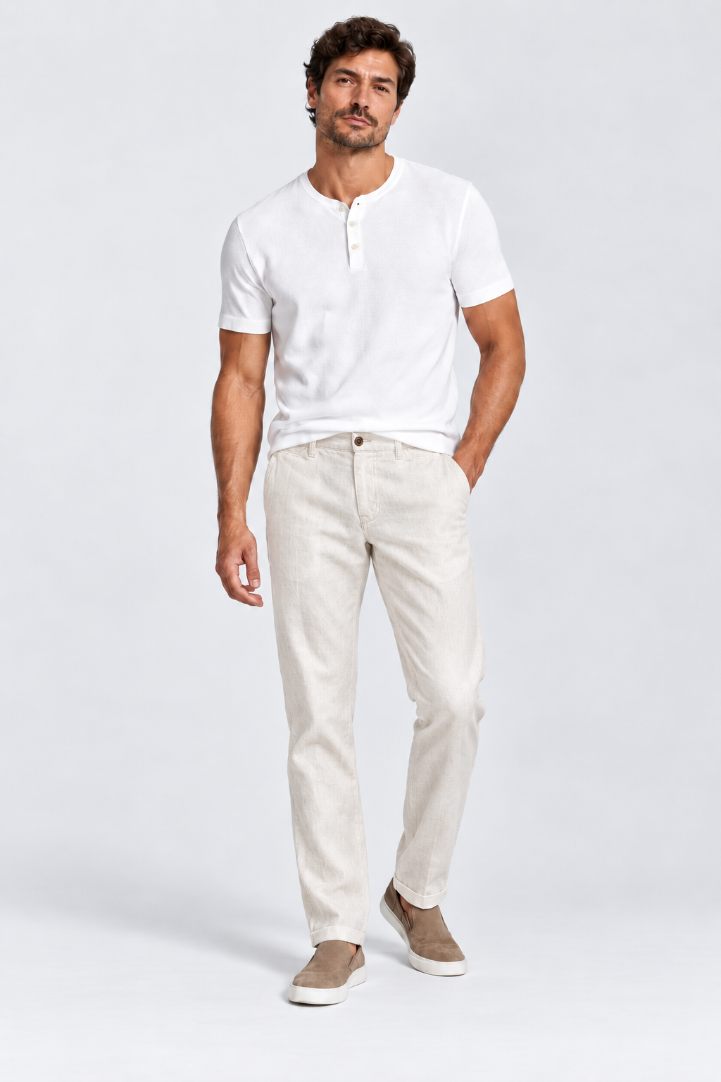 Calça chino em linho