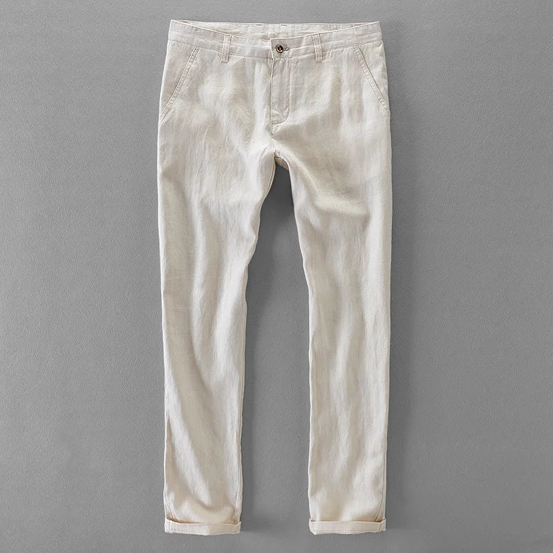 Calça chino em linho