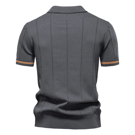AIOPESON Men's Solid Color Sport Zipper Polo Shirt Athletic Social Polo Shirts for Men Office Slim Fit Polo