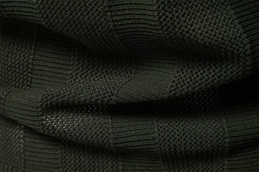 AIOPESON 2025 Men's Solid & Striped Mesh Polo Shirt - Breathable Knit Casual Top with Turn-Down Collar