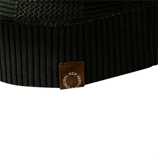 AIOPESON 2025 Men's Solid & Striped Mesh Polo Shirt - Breathable Knit Casual Top with Turn-Down Collar